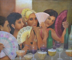 FAN GIRLS 108cm x 89cm Oil on canvas